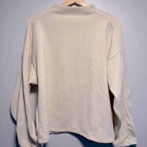 Madewell Ribbed Ivory Mock Neck Top Large